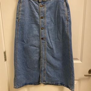 Maxi high rise jeans skirt